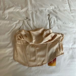 Shein Beige Corset crop top with diamond straps